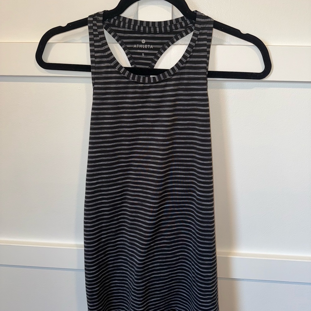 Athleta Charcoal and Black Striped Tank Top